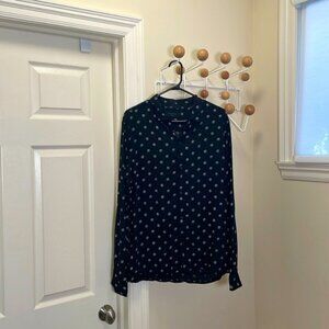 All Saints Polkadot Long Sleeve Button Down Shirt Black White